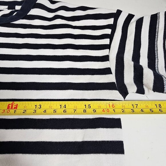 Rag & Bone Striped Stretch Split-Back Crewneck Tee-Shirt Top White Navy Size XXS - Picture 10 of 12